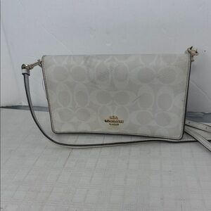 Coach Anna Foldover Clutch Crossbody Bag in Signature Canvas.